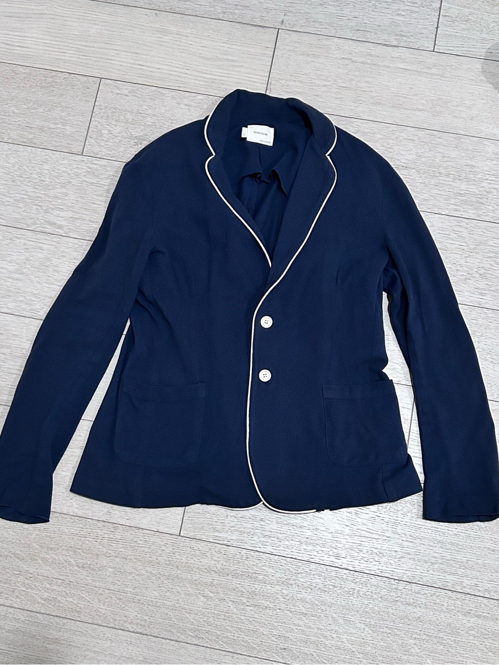 Band of Outsiders Men’s Navy Schoolboy Blazer - 100% Cotton with White Piping